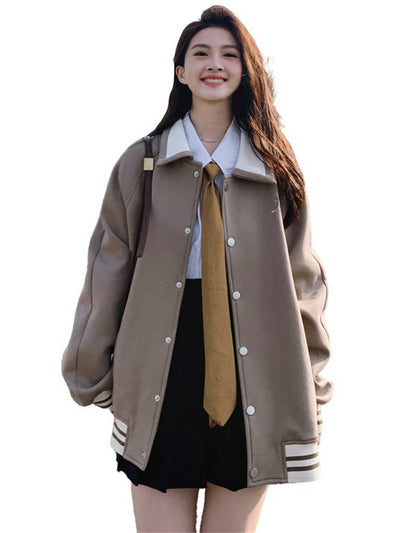 Fashion Baseball Uniform Jacket Women Spring And Autumn 2022 New INS Tide Streetwear Top Casual Lapel Jacket Female N1526