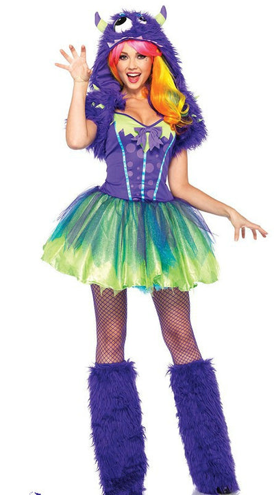 Halloween Cosplay Costume Animal Cosplay Set Women Sexy Green Monster Cosplay Cosutmes Party Fairy Carnaval Deguisement 3PCS Set