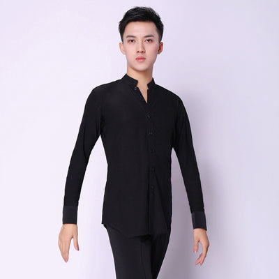 Adult Man Boys Latin Dance Shirt Tops Standard Ballroom Dancing Practice Clothes Salsa Waltz Tango Samba Dance Shirt Costumes