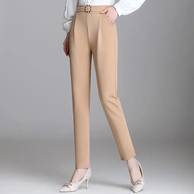 Lce Silk Harem Pants New 2022 Women's Thin Summer Straight Pencil Pants High Waist Casual Women Trousers Black White Pants