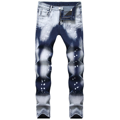 2021 new arrival Fashion youth pants dimensional White dot slim foreign trade original single Drag white Two-color men's jeans
