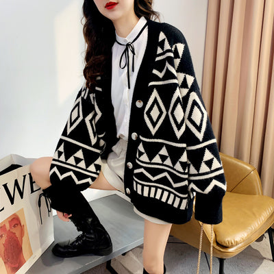 Women's Sweater Sweater Knitted Cardigan Women's Autumn Loose Long Sleeves In The Long Style of College Fashion Sweater