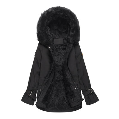 2021 European and American Autumn and Winter New Style Coat Fluffy Inner Liner Cotton Coat Large Women&#39;s Warm Coat