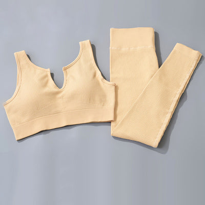 2022 New 2 Pieces Women's Tracksuit Seamless Yoga Set High Waist Leggings Sports Bra Set Fitness Sportswear Workout Sports Suits