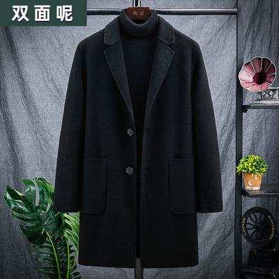 2021 Autumn Winter New Men&#39;s Casual Windbreaker Jacket Male Solid Color Single Breasted Wool Coat Thick Warm Woolen Outwear B426