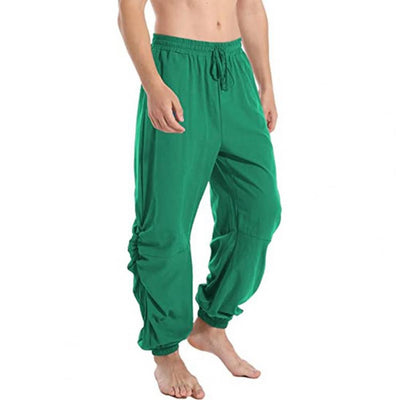Autumn Men Pants Breathable Solid Color All Match Loose Ankle Tied Elastic Waist Lace-up Trousers Male Clothing Streetwear