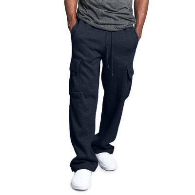 Men&#39;s Loose And Casual Trouser Pant Soild Color Tethered Waistband Sport Loose Long Trousers Big Tall Pants Mens Sports Pants
