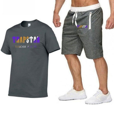 2022 New Trapstar Men's Clothing T-shirt Sportswear Sets Harajuku Tops Tee Funny Hip Hop Color T-shirt Beach Casual Shorts Set