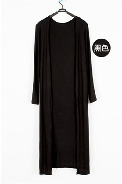 Korean Women Modal Long Cardigan Ladies Solid Color Shawl Female Cotton Sweater Cardigans Long Sleeve Women Casual Thin Coats