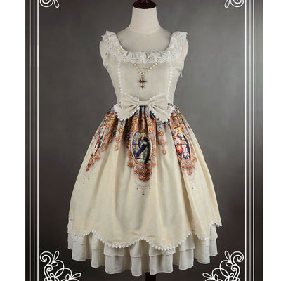 Goddess Printed JSK Lolita Dress with Cross Chain by Soufflesong Clearance