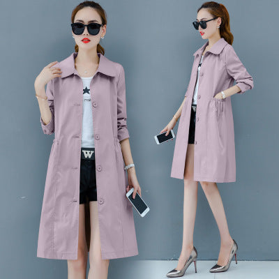 Mid-length windbreaker ladies 2021 spring and autumn popular new loose coat autumn temperament goddess thin coat female W918