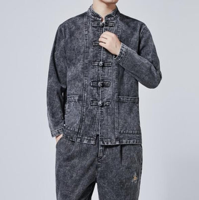 Chinese Style Denim Jacket Men Streetwear Oriental Clothes Men Jeans Jacket Men Hip Hop Windbreaker Men Jacket Coat 5Xl KK3266