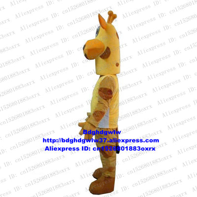 Yellow Giraffe Giraffa Mascot Costume Adult Cartoon Character Outfit Suit Commercial Strip Drive Internal Anniversary zx2565