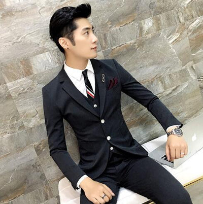 Black/Navy Blue/Grey/Brown Men Suits 3Pcs(Jacket+Pants+Vest)Formal Slim Fit Prom Groom Tuxedo Man's Blazer Trousers Party Wear