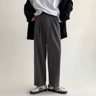 Korean Fashion Mens Black Gray Pants Japanese Harajuku Streetwear Joggers Straight Casual Ankle Length Trousers 4XL 5XL