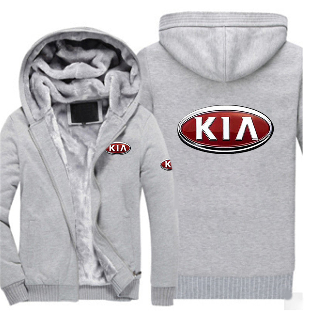2022 KIA MOTORS Print Fleece Hoodies Sweatshirt Winter Thicken Warm Zipper Men&#39;s Hooded Coat Sport Male Streetwear Sweatshirts