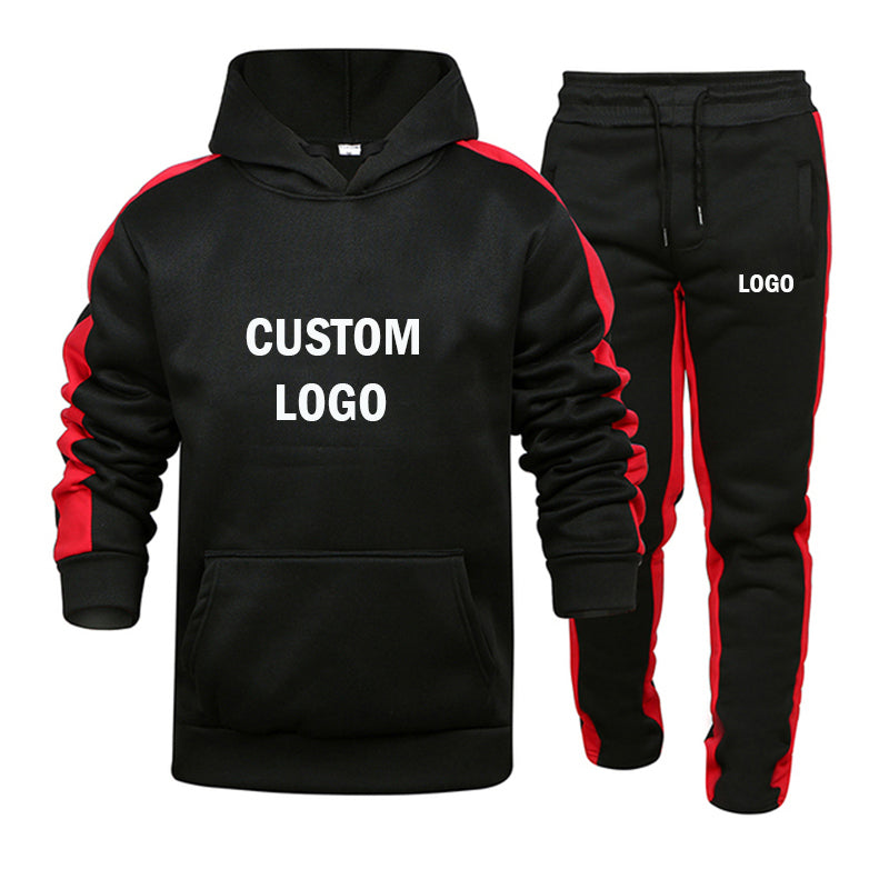 Men Tracksuit Winter Sets Custom Your Logo Hoodies+Pants Two Pieces Casual Male Sportswear Gym Jogging Suit Plus Size S-6Xl