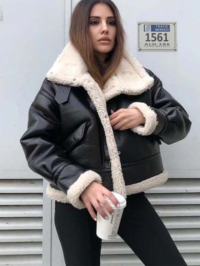 Klkxmyt Women Jacket 2022 Autumn Winter Fashion Fleece Thick Wram Jacket Coat Vintage Long Sleeve Female Outerwear Chic Tops