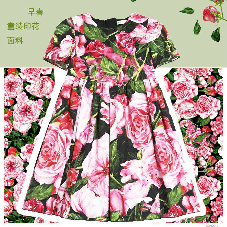 2021 spring and summer new imitation cotton children's clothing digital printing fashion fabric skirt shirt fabric wholesale