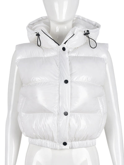 2022 Winter Korean Women Sleeveless Bread Clothes Loose Harajuku Vintage Casual Zipper Hooded Warm Jacket Waistcoat Streetwear