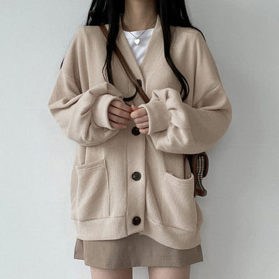 Women Cardigan Knit Jumpers Female Outwear Sweaters Cozy Soft Korean Trendy Casual Preppy Simple All-match Daily Ins Clothes