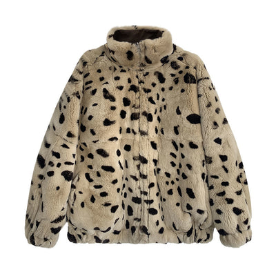 Plush Jacket Women Winter Short 2022 New Korean Version Of Loose Lamb Wool Faux Fur Leopard Print Fur Coat Women Winter