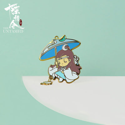 Anime The Untamed Wei Wuxian Lan Wangji Flying Umbrella Travel Notes Metal Badge Cartoon Brooch Pin Button Toy MDZS Collection