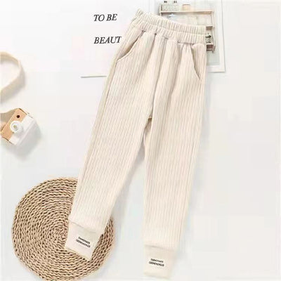 Chenille trousers with fleece new fall/winter loose slimming with fleece thickened ladies casual pants