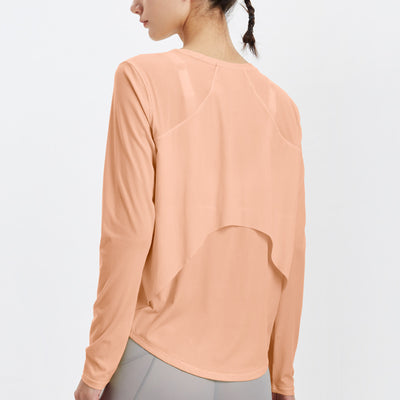 Women Sport Shirt Thin Loose Yoga Shirts Elastic Long Sleeve Running T-shirt Mesh Quick Dry Gym Fitness Tops Baggy Blouse Female