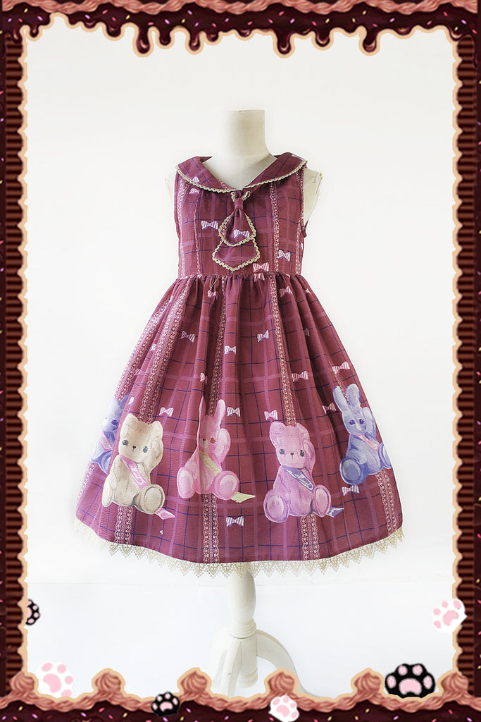 Sweet Bear and Printed Short Baby-doll Style Lolita JSK Dress by Infanta Clearance