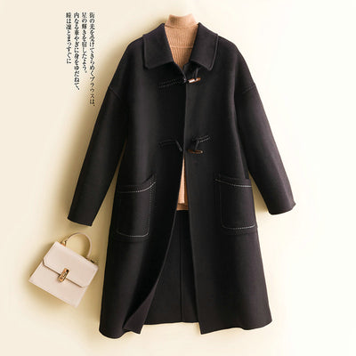 Double-sided wool coat women's mid-length autumn and winter loose doll collar plus size woolen coat