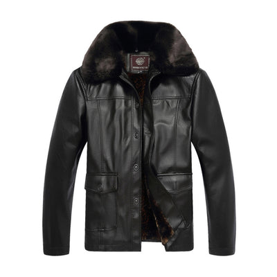 2021 Winter Brand PU Leather Jacket Men Black Motorcycle Faux Fur Leather Jackets Overcoat Jaqueta Male Jacket Coat 4XL 5XL 50