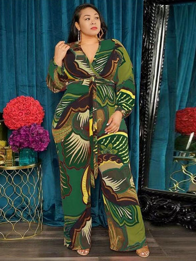 Wide Pants for Women Plus Size Jumpsuit Casual Streetwear Long Jumpsuit with Belt Ladies Fashion Jumpsuit Wholesale Dropshipping