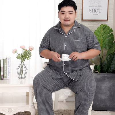 Summer New Cotton Short Sleeve Homewear Male Cotton Comfort Pajamas Men Loose Cause Two Piece Set Sleepwear Nightwear