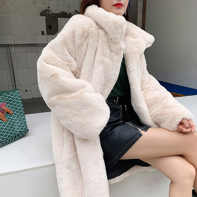 Winter Women Parka Faux Fur Coat Plus Size Loose Long Overcoat Female Jacket 2021 Fashion Warm Outwear Thick Oversize
