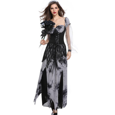 Funny Halloween Costumes Horror Skull Zombie Costume Black Vampire Ghost Bride for Women Halloween Party Cosplay Devil