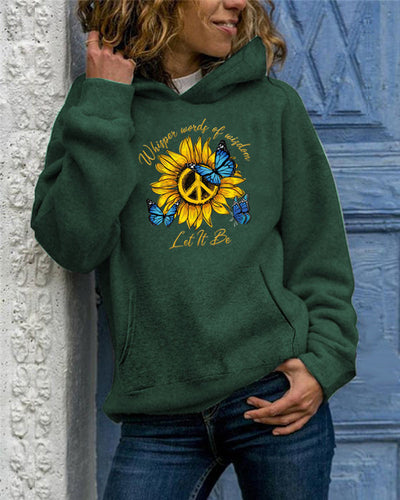 Hoody Sweatshirt Women Love Printed Pocket Pullover Hoodies Casual Long Sleeve Drawstring Solid Plus Size Hoodie