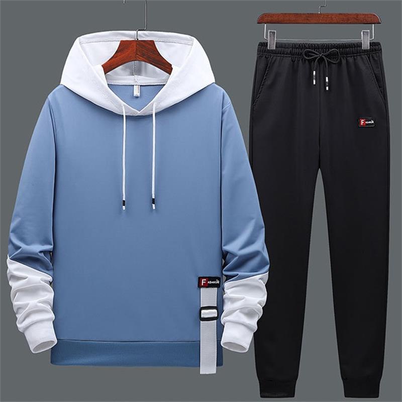 Mens Tracksuit Set Casual Hip-Hop Streetwear Men Hoodie+Pants Set Hooded 2 Pieces Set Fashion Pullover Male New Autumn Clothing