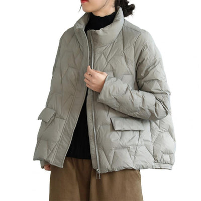 Puffer Coat Long Sleeve Duck Down Wool Winter Coat Smooth Surface Insulated Down Coat for Daily Wear Puffer Jacket