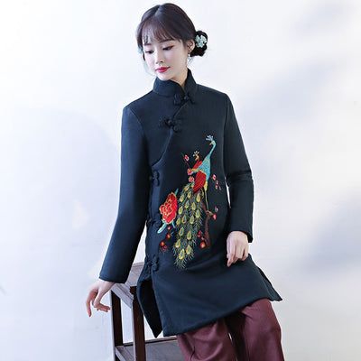 Ethnic Winter Coat 2021 Women Parka Chinese Style Padded Jacket Patchwork Autumn Overcoat Chinese winter coats 4201