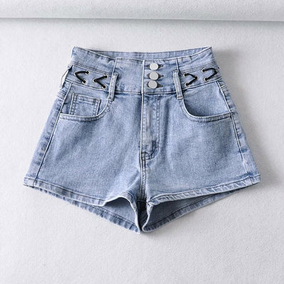 GOPLUS Shorts Denim Shorts Woman Summer Jeans Lace Up High Waist Shorts For Women Ladies Korte Broek Dames C11140