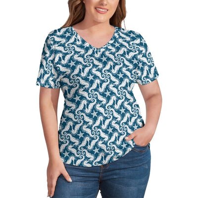 Animal Silhouette T-Shirts Retro Elephant Print V Neck Street T-Shirt Short Sleeve Harajuku Tee Shirt Sexy Top Tees Plus Size