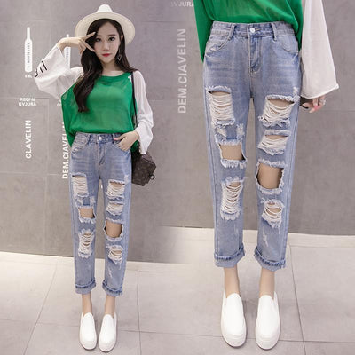 Women's 2021 New Spring And Summer Korean Versatile High Waist Slim Harlan Capris Women's Pants