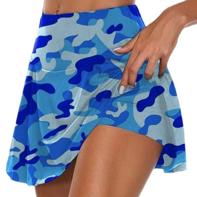 Gym Women Running Shorts Skirt High Waist New Shorts Mesh Double Layer Print Patchwork Fitness Shorts Sports Short Skirt Drop