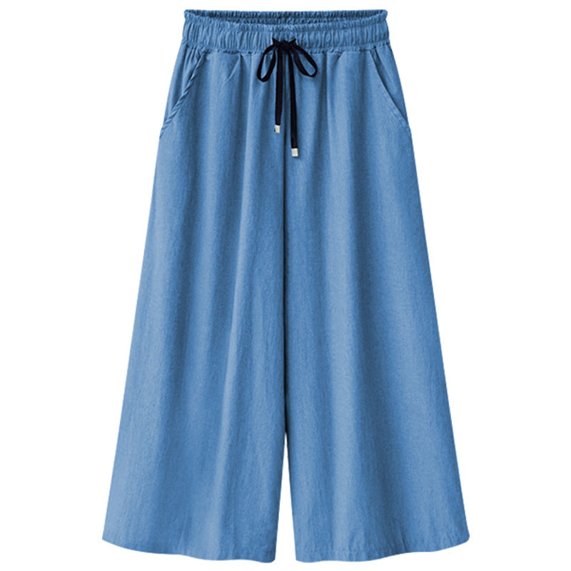 Jeans For Women Summer High Waist Plus Size Elasticity Ankle Length Loose Wide Leg Female Denim Pants 4xl 5xl 6xl