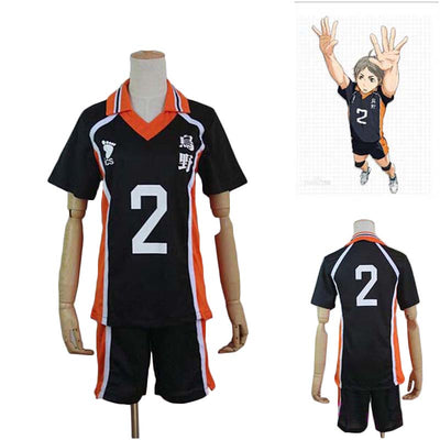 Hot Anime Karasuno High School Haikyuu Costume No.2 Koushi Sugawara Sportswear  Uniform