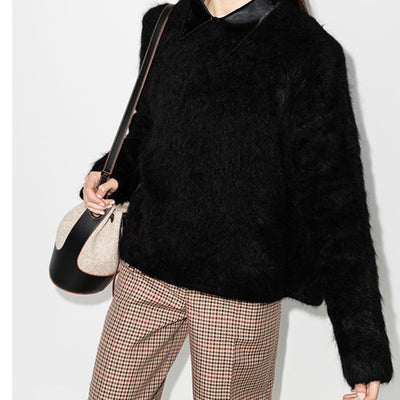 Women's Sweater O-neck Loose Solid Color Jumper Female Pulls