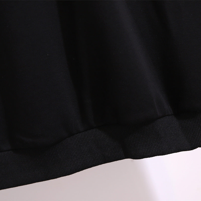 New Autumn Winter Plus Size Women Clothing Oversize Pullover Long Sleeve Velvet Black Print Sweatshirt Coat 3XL 4XL 5XL 6XL 7XL