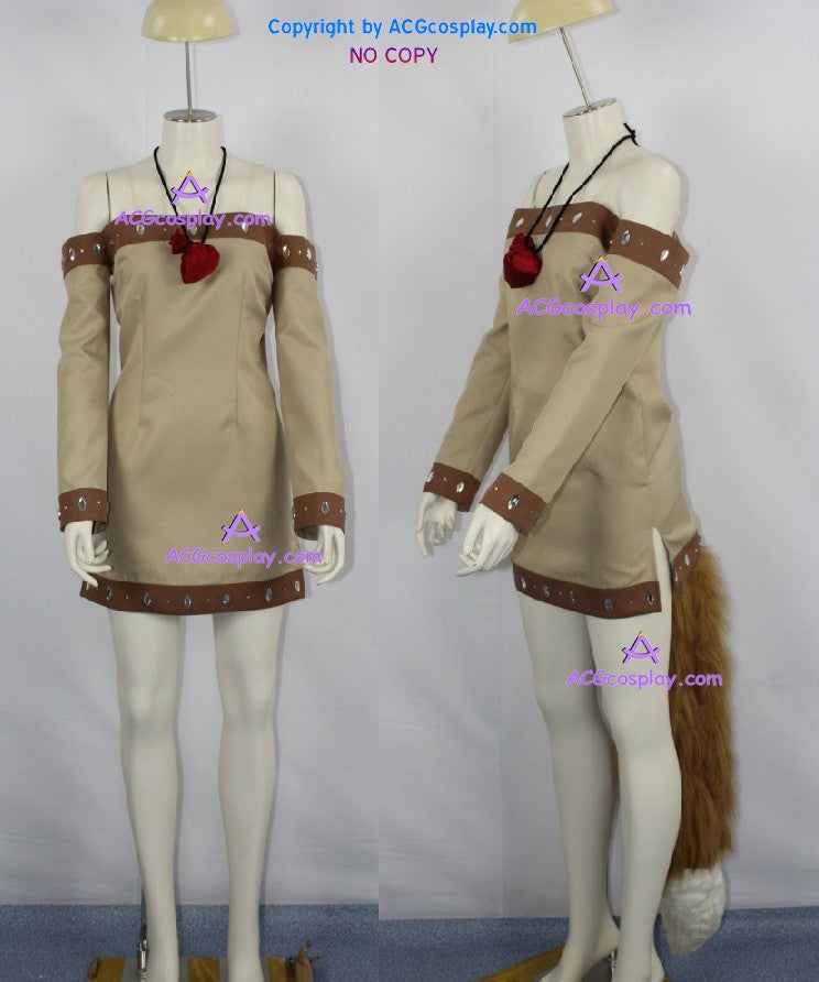 Spice and Wolf Holo cosplay costume include the big fur tail and hair accessory ACGcosplay
