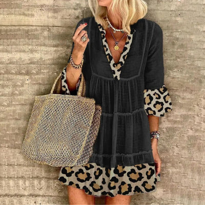 Dress Grandmother Women&#39;S European And American Hot Selling Fashion Leopard Print Stitching Trendy Dresses for Women
